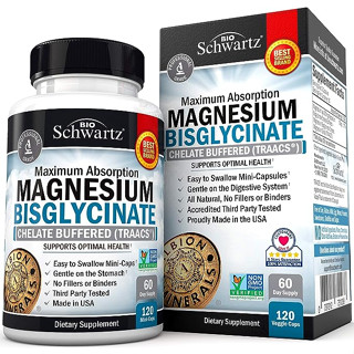 แมกนีเซียม BioSchwartz, Maximum Absorption Magnesium Bisglycinate, 120 Veggie Caps