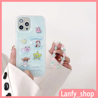 💖New💖iPhone 14 13 12 11 Pro Max เคส for เคสไอโฟน11 แฟชั่น บางเบาพกพาง่าย น่ารัก การ์ตูน Toy Story โซ่มุก Case