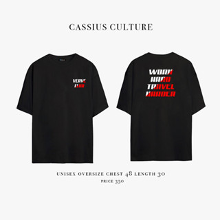 CASSIUS PREMIUM COTTON OVERSIZE เสื้อยืดสกรีนลาย พรีเมี่ยม work hard ดำ