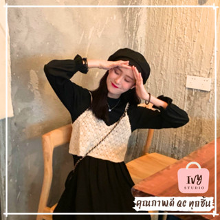 💕ivy เสื้อสายเดี่ยวถักไหมพรม (CL-021) เสื้อครอปลูกไม้สไตล์เกาหลีสำหรับผู้หญิง