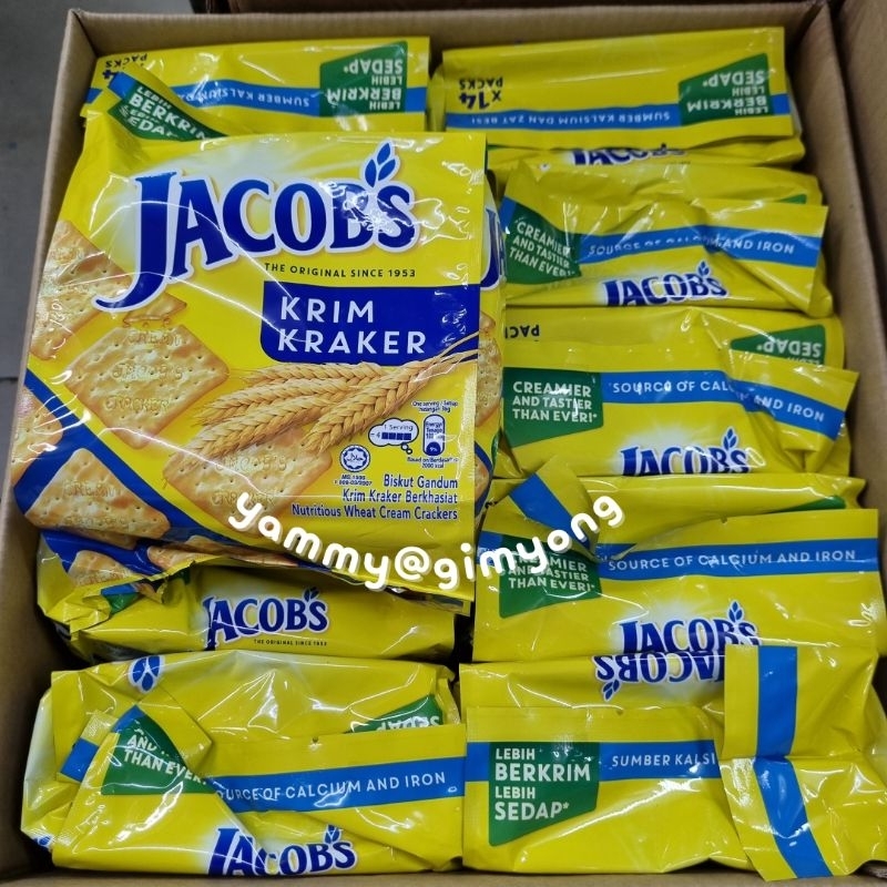 Jacob's cream cracker ขนมปัง จาคอบส์ Original, Weetameal, Hi-Fibre ครีมแคร็กเกอร์ แบบซองแยก