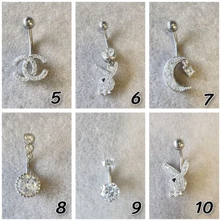 (พร้อมส่ง) จิวสะดือ จิวดอกไม้ จิวเพชร งานสแตนเลสแท้