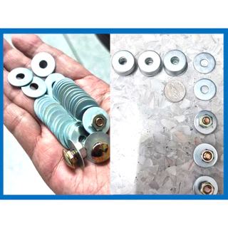 แหวนอีแปะชุบขาว M6 หรือ 1/4 " ขอบ 19.8 มิล แหวนรองสกรู White Flat Washer ( 100 ชิ้น/แพ็ค )