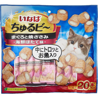 chillicat&amp;dog ขนมแมว Inaba Churubi Tuna and Grilled Scissors, รสหอยเชลล์ซีฟู้ด ขนาด 0.4 oz