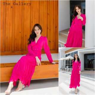 ราคาถูกที่สุด!! The Gallery สีชมพู/Pink ชุดเดรสจับจีบดีไซน์เก๋