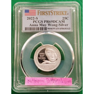 ตลับเกรด PCGS PR69DCAM First Strike -2022 S Anna May Wong Silver 25 Cent