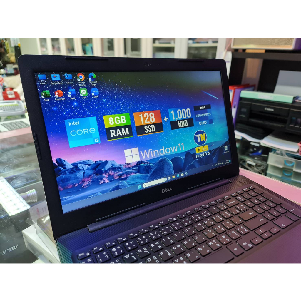 ขายโน๊ตบุ๊ค Dell intel Core-i3-1005G1 RAM 8 GB SSD128+HDD1000gb. Notebook Dell inspiron 15 3000