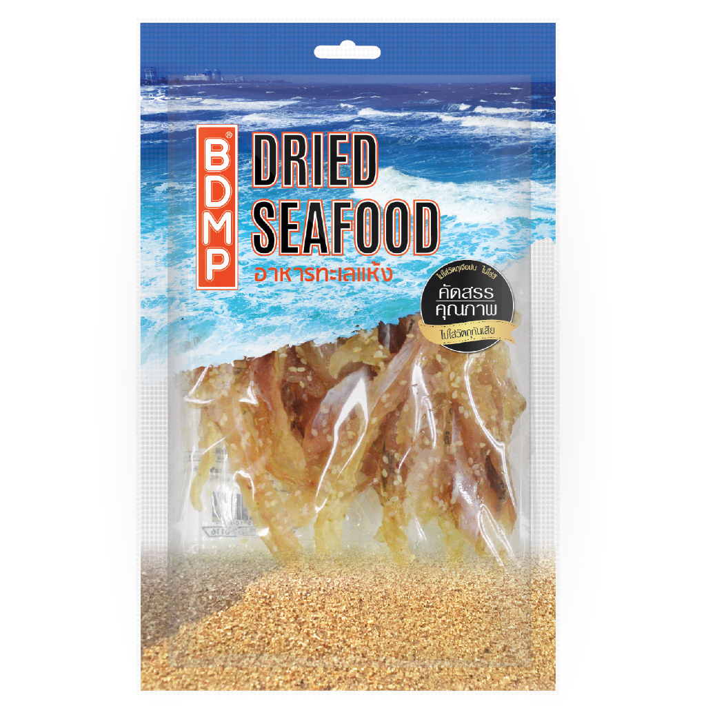BDMP ปลาหวานเส้นโรยงา น้ำหนัก 100 กรัม