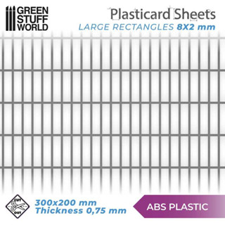 Green Stuff World : ABS Plasticard - LARGE RECTANGLES Textured Sheet - A4