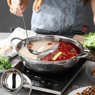 27/29/31cm หม้อชาบู ทำจากสแตนเลสแท้304 หม้อชาบู2 ช่อง Thick Stainless Steel Hot Pot Two Flavor Separation Induction Cooker Usable