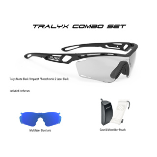 Rudy Project แว่นกันแดด Tralyx Matte Black / ImpactX Photochromic 2 Laser Black + Multilaser Blue Combo Set