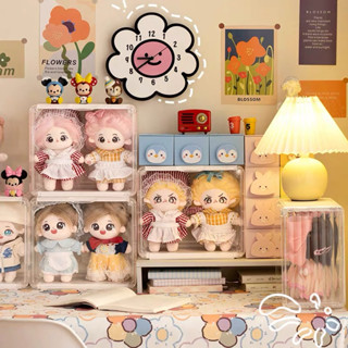 DDORIA กล่องแสดงตุ๊กตา House Room Dollhouse Cabinet Storage Case โปร่งใสพร้อมประตูแม่เหล็ก