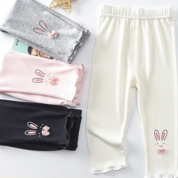 Leggings ปีกบิน Bowknot กระต่ายหูกางเกงเด็กใหญ่กางเกงเด็กฤดูร้อน