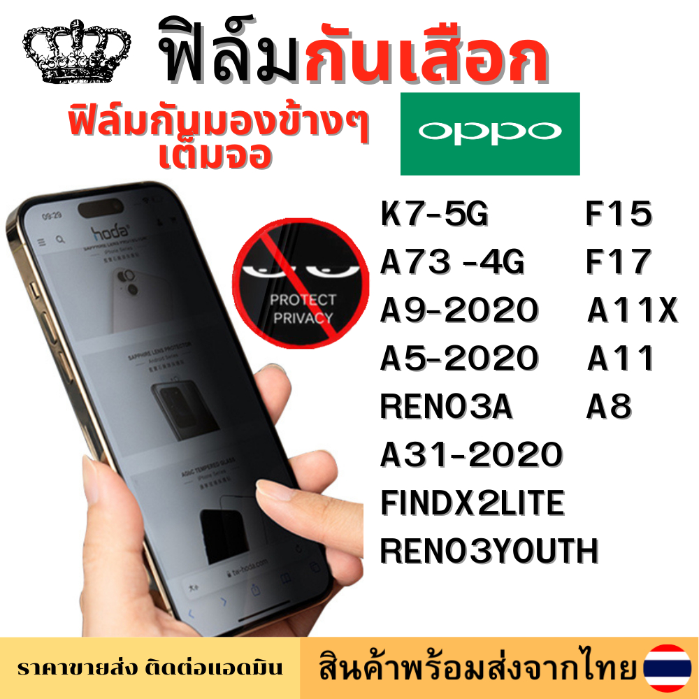 ฟิล์มกันมอง ฟิล์มกันเสือก OPPO RENO3A RENO3YOUTH FINDX2LITE K7-5G F15 F17 A73 -4G A9-2020 A11X A5-2020 A11 A8 A31-2020