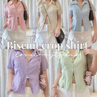 Biscuit crop shirt เสื้อเชิ้ต ซิปหัวใจ ผ้าดีมาก น่ารัก