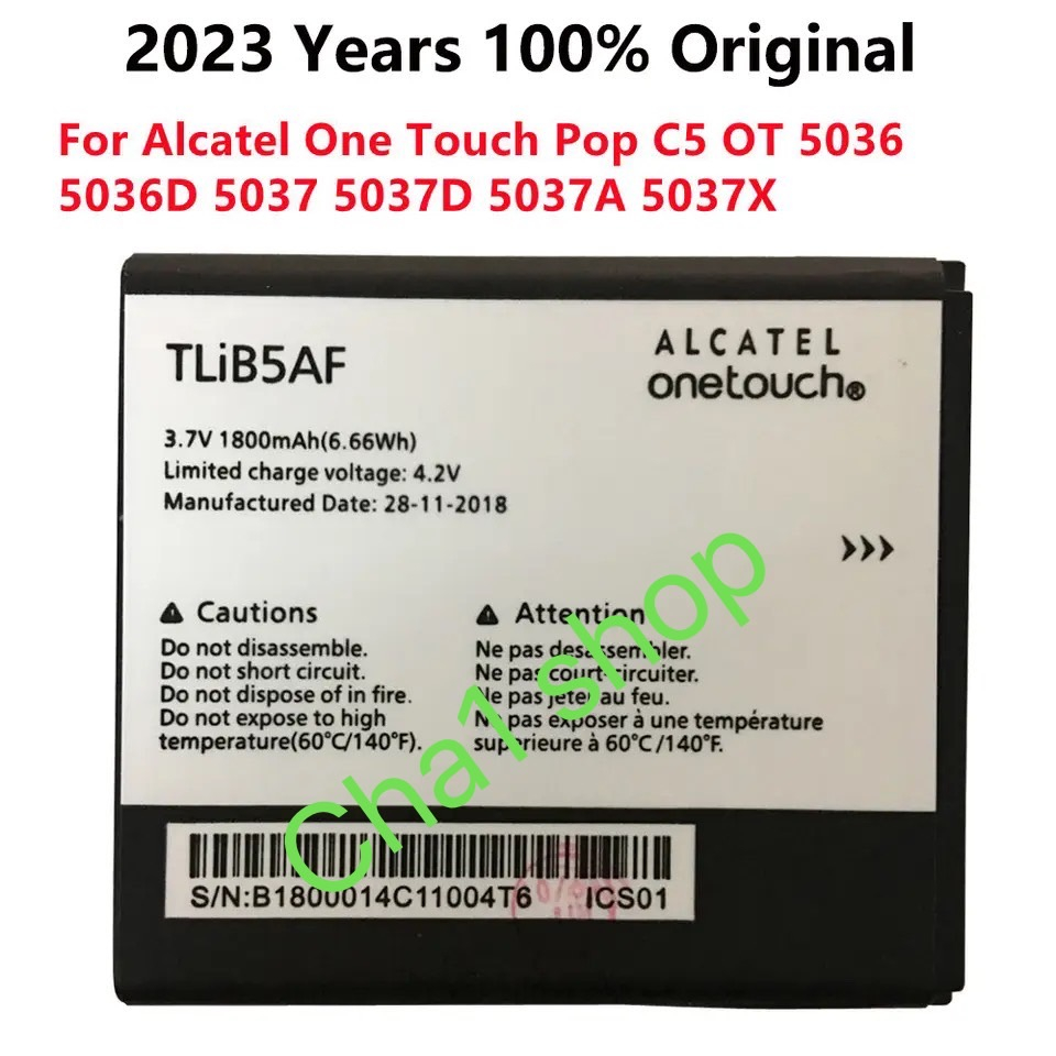 แบตเตอรี่ Alcatel One Touch Pop C5 Ot 5036 5036D TLiB5AF 1800mAh ประกัน 3 เดือน