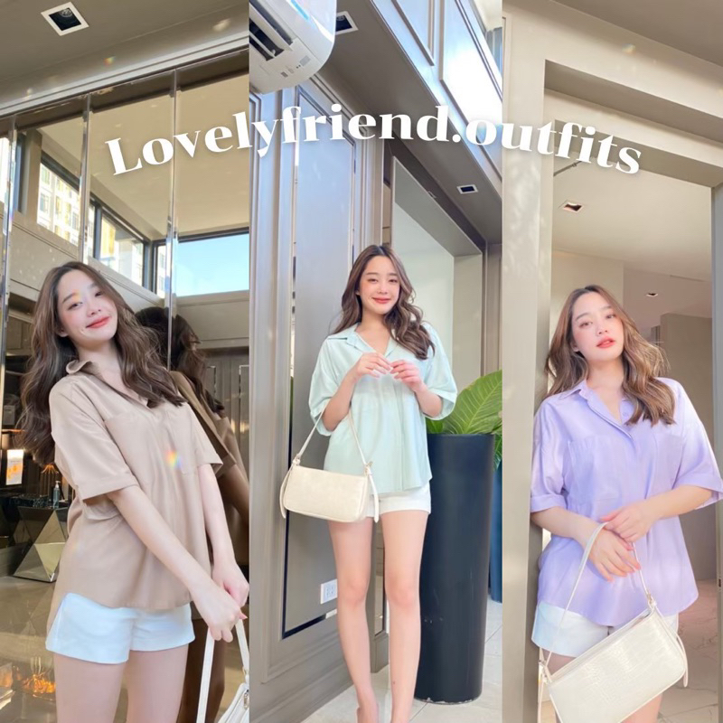 wanwan clothing เชิ้ตzaraแขนพับ 2 กระเป๋า ดีเทลซ่อนกระดุม