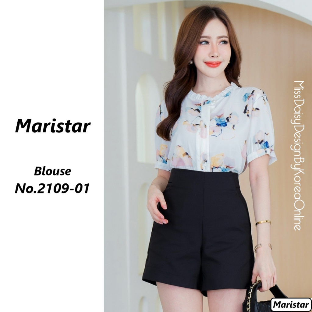 Maristar เสื้อแขนสั้น No.2109 ผ้า Polyester 100% พิมพ์ลายคุณภาพสูง