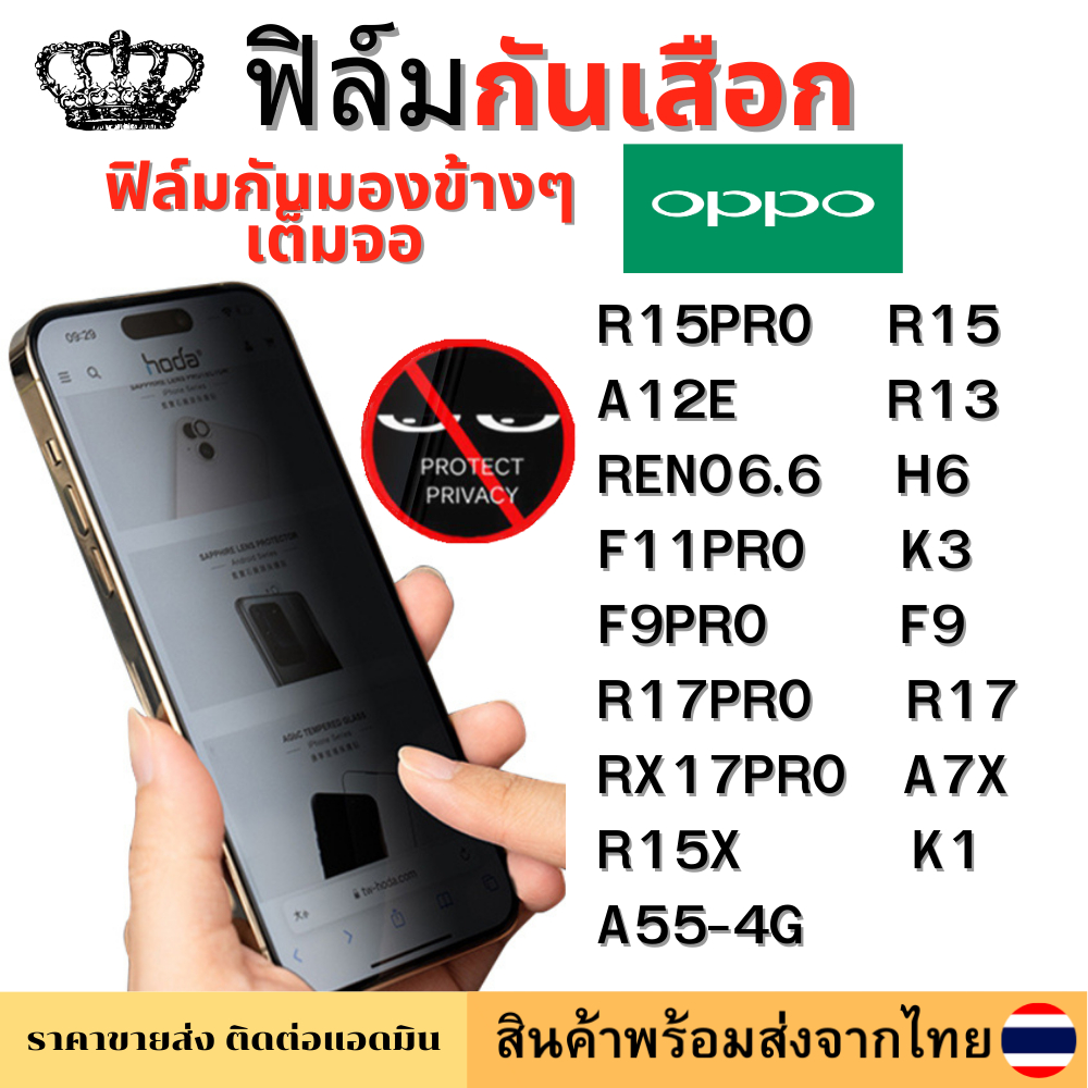 ฟิล์มกันมอง ฟิล์มกันเสือก OPPO R15 R15PRO R13 H6 A12E RENO6.6 F11PRO K3 F9 F9PRO A7X R17 R17PRO RX17