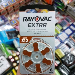 ถ่านเครื่องช่วยฟัง Rayovac Extra 312, A312, PR41  1.45V แพค6ก้อน ของใหม่ ของแท้  Made in UK