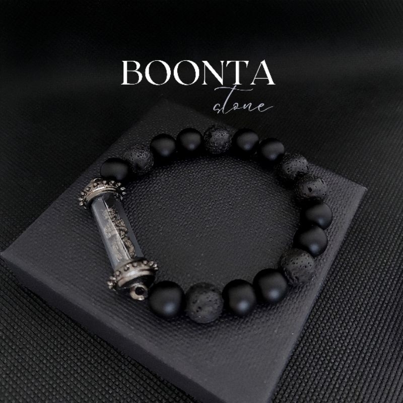 สินค้าใหม่ กำไลข้อมือตะกรุดท้าวเวสสุวรรณ + นิลดำ + ลาวา หินเกรดพรีเมี่ยม ขนาด 10 มม.