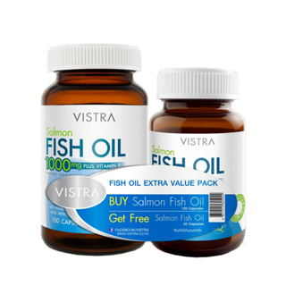 VISTRA SALMON  FISH OIL 1000MG 100+20CAPS วิสทร้า แซลมอน ฟิชออยล์ แพ็คคู่ 100+20 แคปซูล