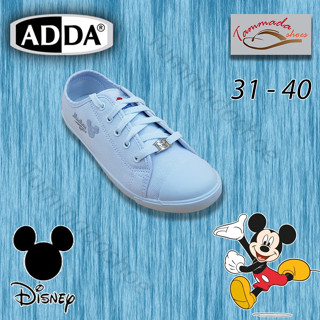 41H04 Adda Mickey Mouse รองเท้าผ้าใบมิกกี้ รองเท้าผ้าใบผูกเชือกสีขาว