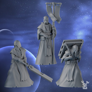 Silver Moon Daughters - Retinue of Pilgrims -3d print miniature boardgame model war game - DakkaDakkaStore