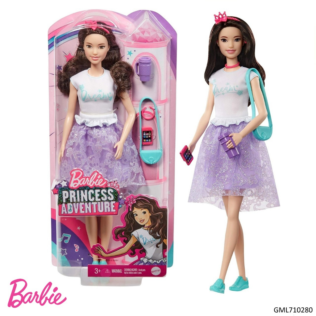 ตุ๊กตาบาร์บี้ Barbie Princess Adventure รุ่นเจ้าหญิงแฟชั่นสุดชิค พร้อมกระเป๋าและแก้วน้ำ (ของแท้จาก Mattel) GML71 # 956 #