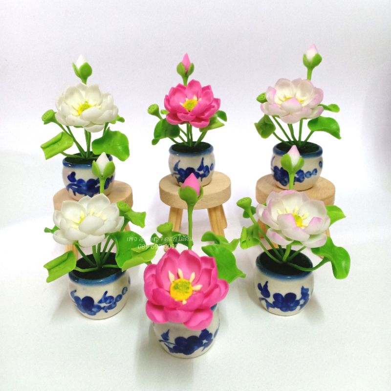 ดอกบัวดินปั้น, (พร้อมกระถาง) ,ราคากระถางละ 42 บาท