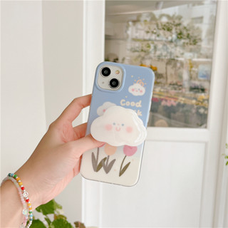 เคสลายเมฆขาว good luck + griptok เคสไอโฟน พร้อมส่ง เคสสำหรับ IPHONE CASE 11-14PROMAX