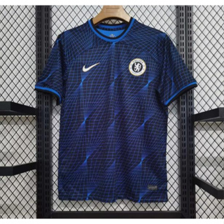 เสื้อกีฬาแขนสั้น ลายทีมชาติฟุตบอล Chelsea Bowling สีฟ้า ไซซ์ S - XXL 23-24 ชุดเยือน สําหรับผู้ชาย