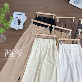 Balac pants🛋️〰️((สินค้าพร้อมส่ง)กางเกงเอวสูงขากระบอกสม๊อคหลัง