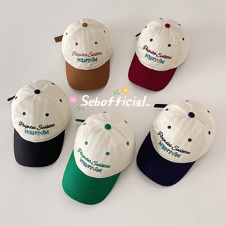 ꒰พร้อมส่งในไทย꒱ Two Tone Cap | หมวกเบสบอลปักลาย สีทูโทน หมวกแก๊ป ปรับขนาดได้