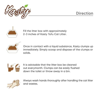 Kasty และ Kasty POP แคสตี้ทรายเต้าหู้แมว ฝุ่นน้อย กลิ่นหอม ขนาด 6 ลิตร (2.27 Kg) เทลงชักโครกได้