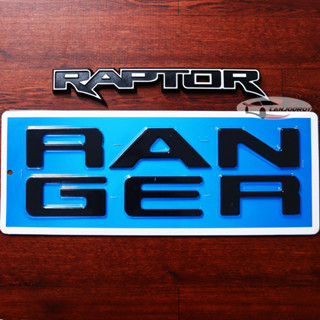 ชุด 2 ชิ้น โลโก้ใหญ่ RANGER สีดำ ติดร่อง ฝากระโปรงท้าย + RAPTOR สีดำขอบบรอนซ์ สำหรับ New Ford Next Gen Ranger 2022 2023