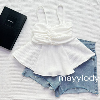 🌷mayylody🌷 เสื้อสายเดี่ยว ผ้าท้อฟฟี่ เพิ่มดีเทลจับจีบช่วงหน้าอกเซ็กซี่มากๆ 🍒🍃🌻🌸 สายเดี่ยว เกาะอก