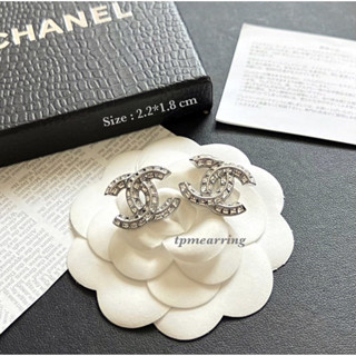 ต่างหูเพชร CZ CC Chanel ชาแนล ก้านเงินแท้