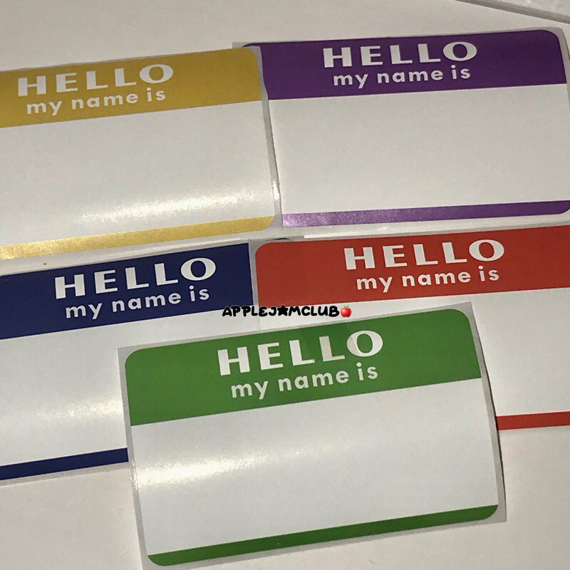 [พร้อมส่ง] คละสี สติ๊กเกอร์ HELLO my name is (20แผ่น)