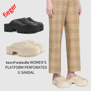 ใหม่รองเท้าหญิงคลาสสิกของ Gucci รองเท้าแซนเดิล WOMENS PLATFORM PERFORATED G SANDAL