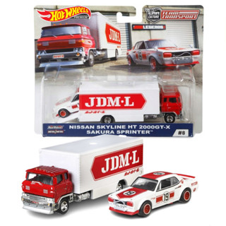 โมเดลรถเหล็ก Hot wheels TEAM TRANSPORT #8 ลิขสิทธิ์แท้100% NISSAN SKYLINE HT 2000GT-X , SAKURA SPRINTER JDM