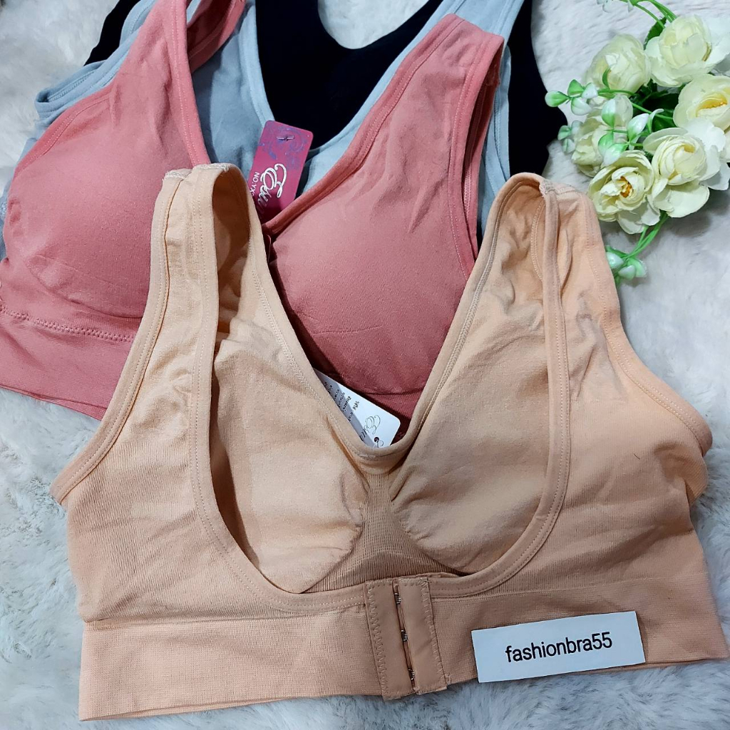 ตะขอA-B #เสื้อในสปอตบราตะขอหลัง sport bra ไซร์34-38นิ้ว ผ้า Spandex ยืดเยอะ ไซส์กลาง สาวอวบ เนื้อผ้านุ่มสบาย