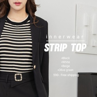 เสื้อครอป Strip Top คอกลม แบรนด์ Blazer and more ลายขวาง 4สี