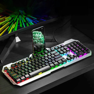 Aula F2023 Rainbow Silver Aluminum คีย์ไทย+eng anti ghosting คีย์บอร์ดเกมมิ่ง ปุ่มฟังก์ชันพิเศษ keyboard mobile holder