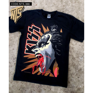 NTS​ 366 KISS เสิ้อยืดดำ เสื้อยืดชาวร็อค เสื้อวง New Type System NTS Rock brand Sz. S M L XL XXL