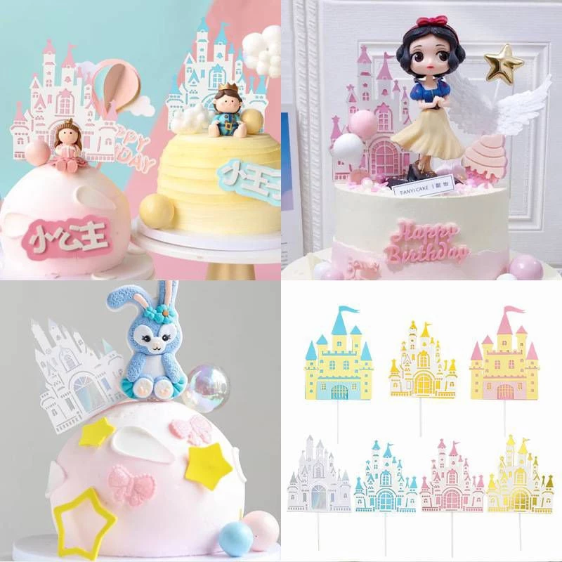 ป้ายปราสาท แต่งเค้ก cake topper ป้ายปักเค้กปราสาท