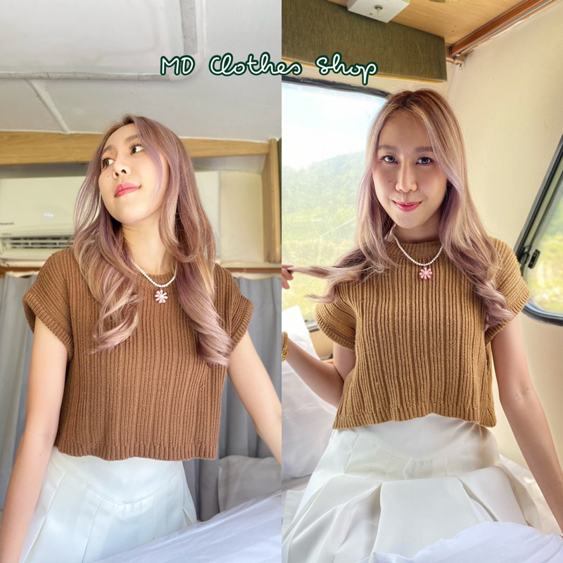 เสื้อครอปแขนกุดไหมพรม แมทช์ได้ทุกลุค สาวอวยใส่ได้ รูปที่ 2