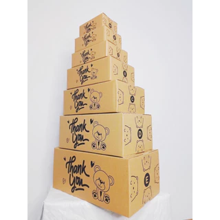 ( 100 ใบ ) กล่องพัสดุ พิมพ์ลาย Thank you ลายหมีน้อย น่ารัก ส่งฟรี