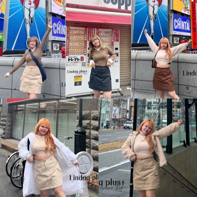 LD กางเกงกระโปรงรอบ ผ้ากึ่งยีนส์เนื้อดีสายy2k แต่ยังมีความเกาหลี ไซส์ใหญ่ สาวอวบ