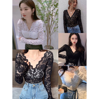 LACE Bodysuite บอดี้สูทลูกไม้แขนยาว ซีทรู พรีเมียมมากค่า